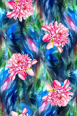 水彩花卉印花华亿平台图片