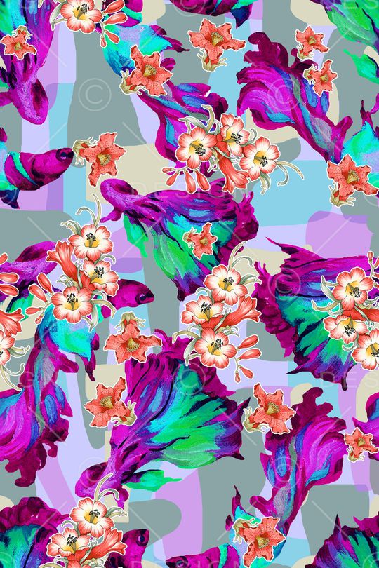 满版散花印花华亿平台图片