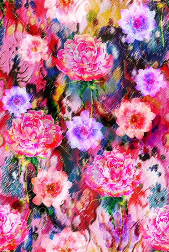 朦胧花卉印花华亿平台图片