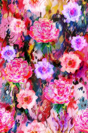 朦胧花卉印花华亿平台图片