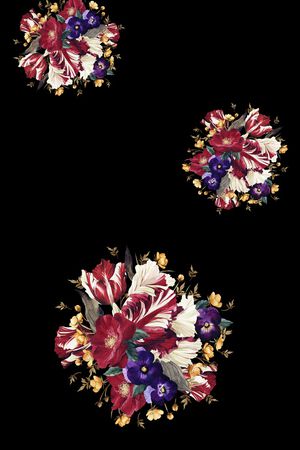 黑底花印花华亿平台图片