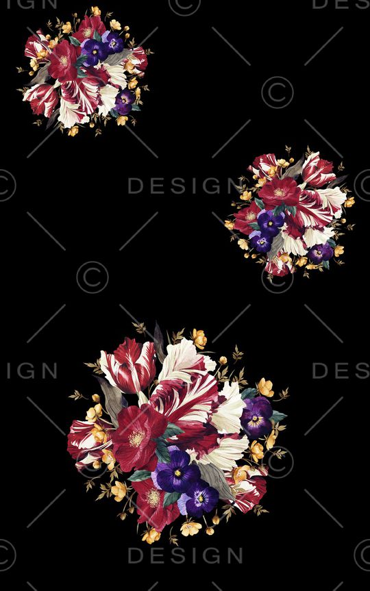 黑底花印花华亿平台图片