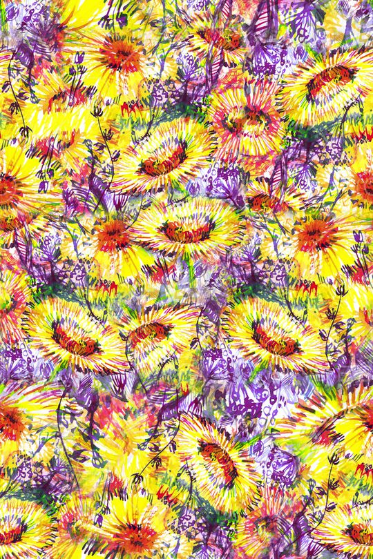 向日葵印花华亿平台图片