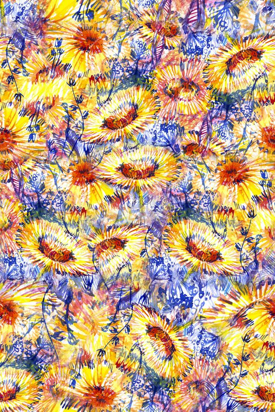 向日葵印花华亿平台图片