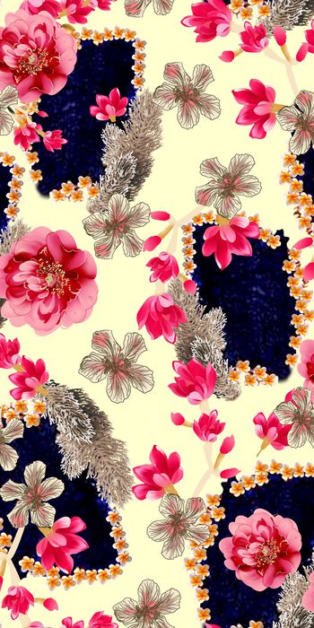 手绘花卉印花华亿平台图片