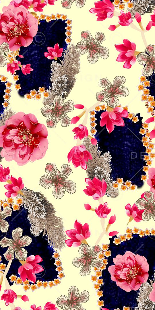 手绘花卉印花华亿平台图片