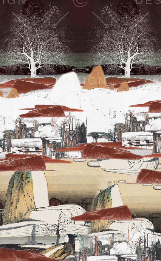 中国风定位花印花华亿平台图片