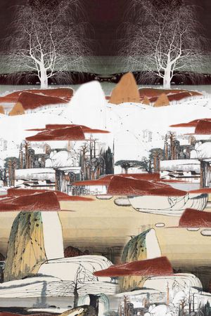 中国风定位花印花华亿平台图片