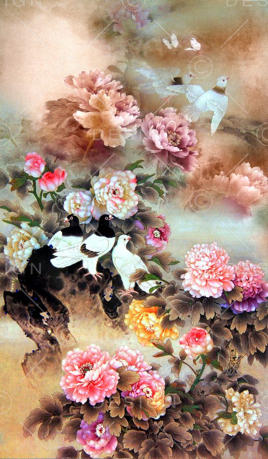 牡丹印花华亿平台图片