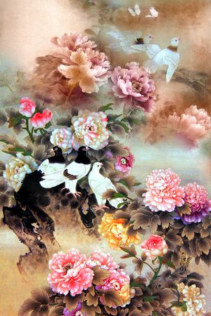 牡丹印花华亿平台图片