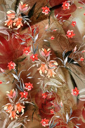 手绘大花印花华亿平台图片