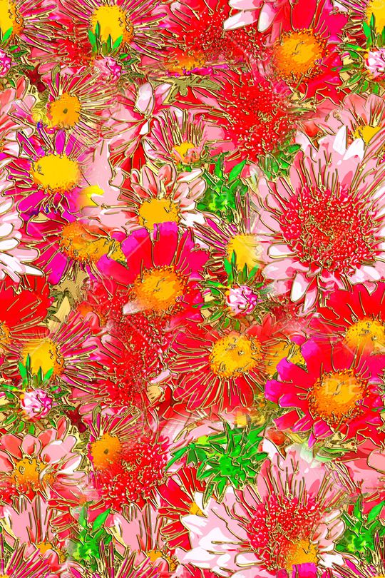 手绘大花印花华亿平台图片