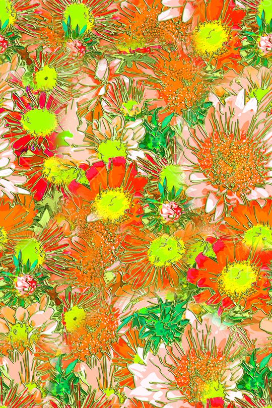 手绘大花印花华亿平台图片