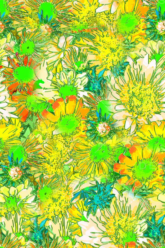 手绘大花印花华亿平台图片