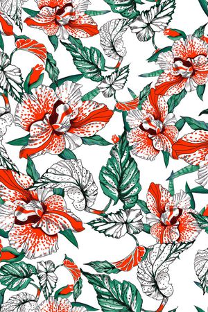 纯手绘花卉印花华亿平台图片