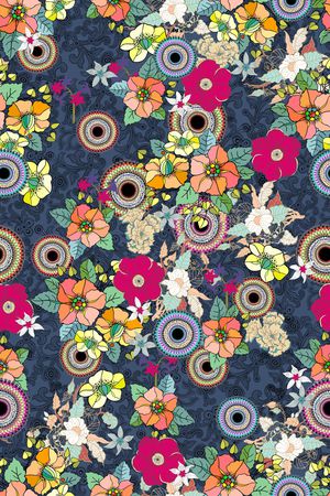 民族花卉印花华亿平台图片