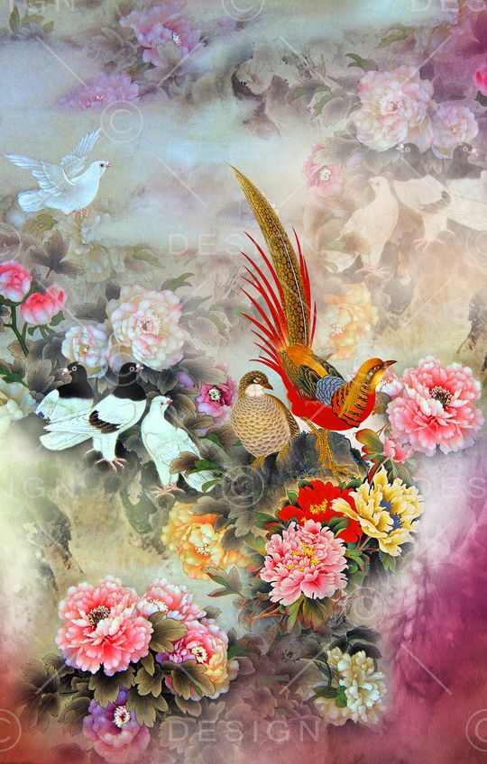 中国风定位花印花华亿平台图片