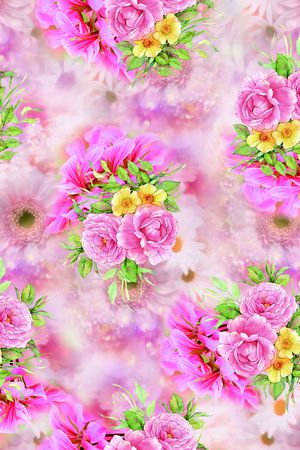 朦胧花卉印花华亿平台图片