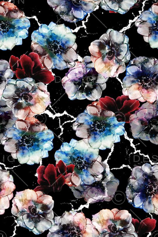 手绘花卉印花华亿平台图片