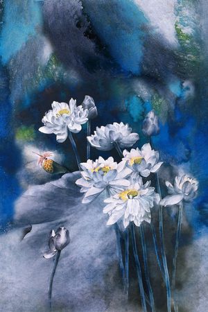 荷花印花华亿平台图片