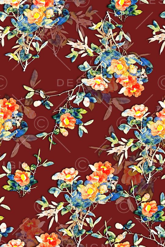 中国风定位花印花华亿平台图片