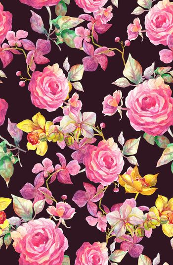 904769-时尚女装水彩花卉玫瑰-玫红