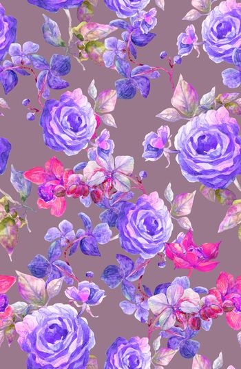 904770-时尚女装水彩花卉玫瑰-紫色