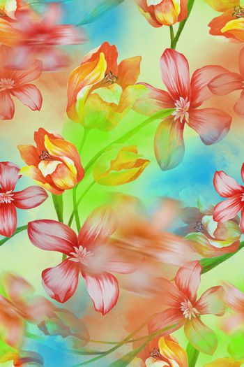 905473-手绘花卉迷幻云彩分