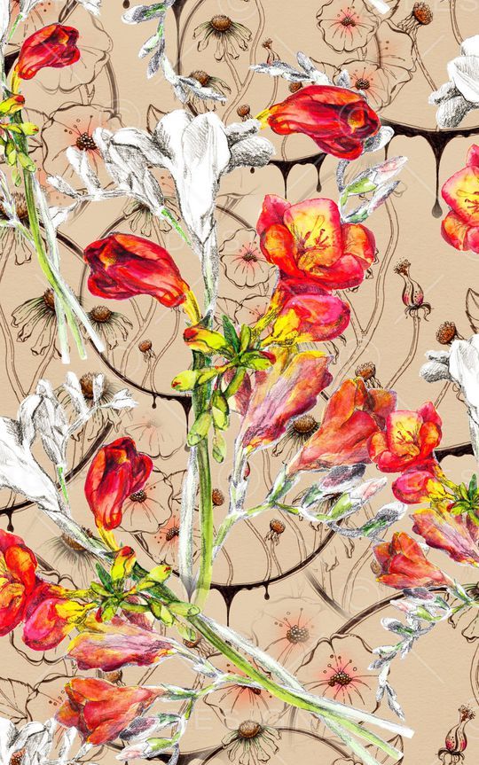 花卉印花华亿平台图片