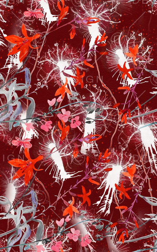 线条花卉印花华亿平台图片