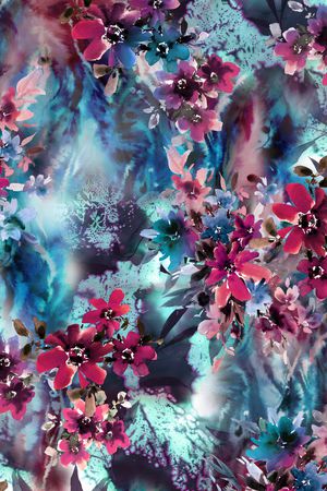 手绘花卉印花华亿平台图片