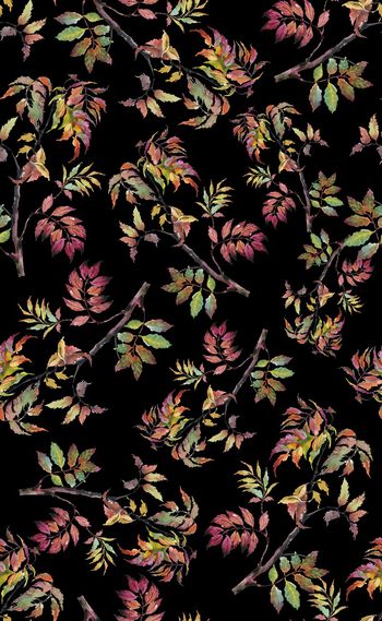 906579-时尚女装花卉叶子-黑色