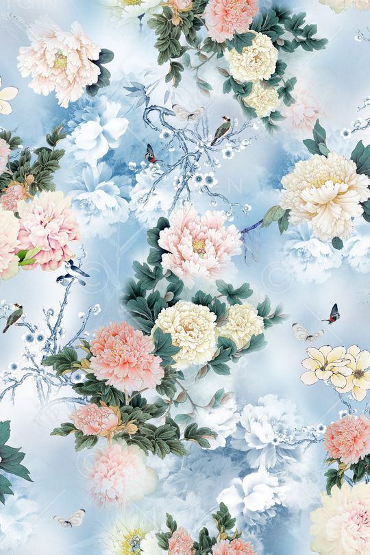 牡丹印花华亿平台图片