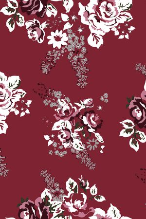 手绘花卉印花华亿平台图片