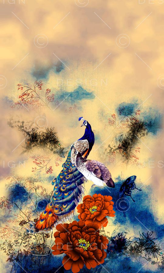 孔雀印花华亿平台图片