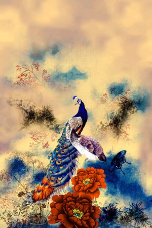 孔雀印花华亿平台图片