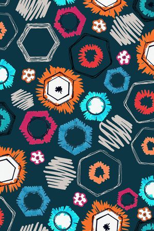 几何花卉印花华亿平台图片