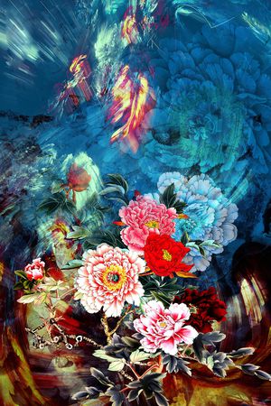 中国风定位花印花华亿平台图片