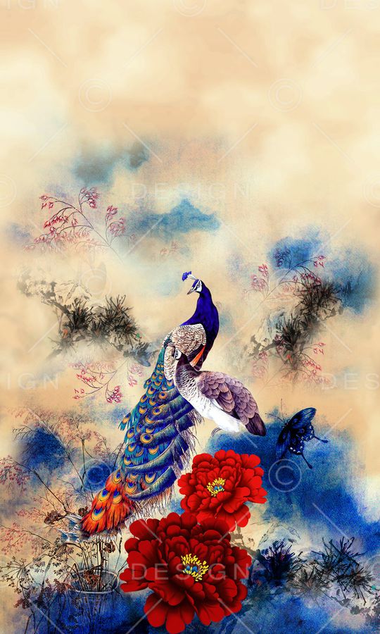 孔雀印花华亿平台图片