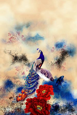 孔雀印花华亿平台图片