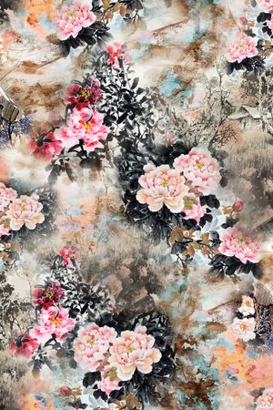 牡丹印花华亿平台图片