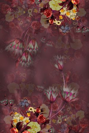 手绘花卉印花华亿平台图片