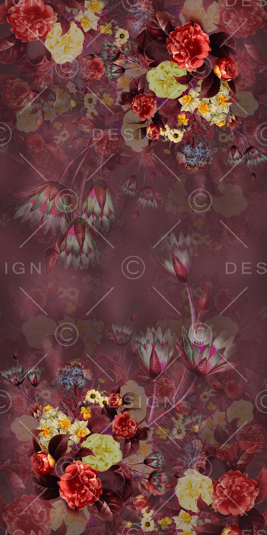 手绘花卉印花华亿平台图片