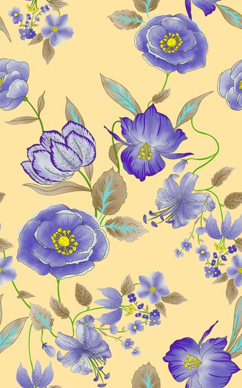 907835-时尚手绘精细清新抽象花卉-4#