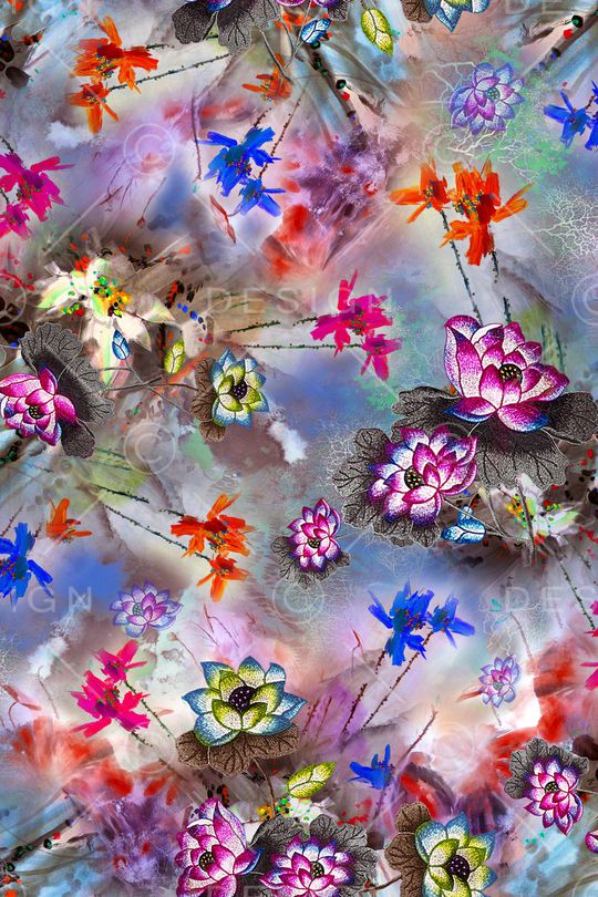 荷花印花华亿平台图片