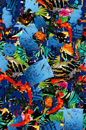 热带鱼印花华亿平台图片