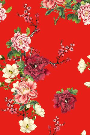 牡丹印花华亿平台图片