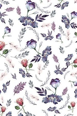 水彩花卉印花华亿平台图片