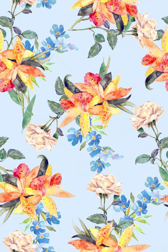 手绘花卉印花华亿平台图片