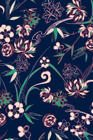 线条花卉印花华亿平台图片